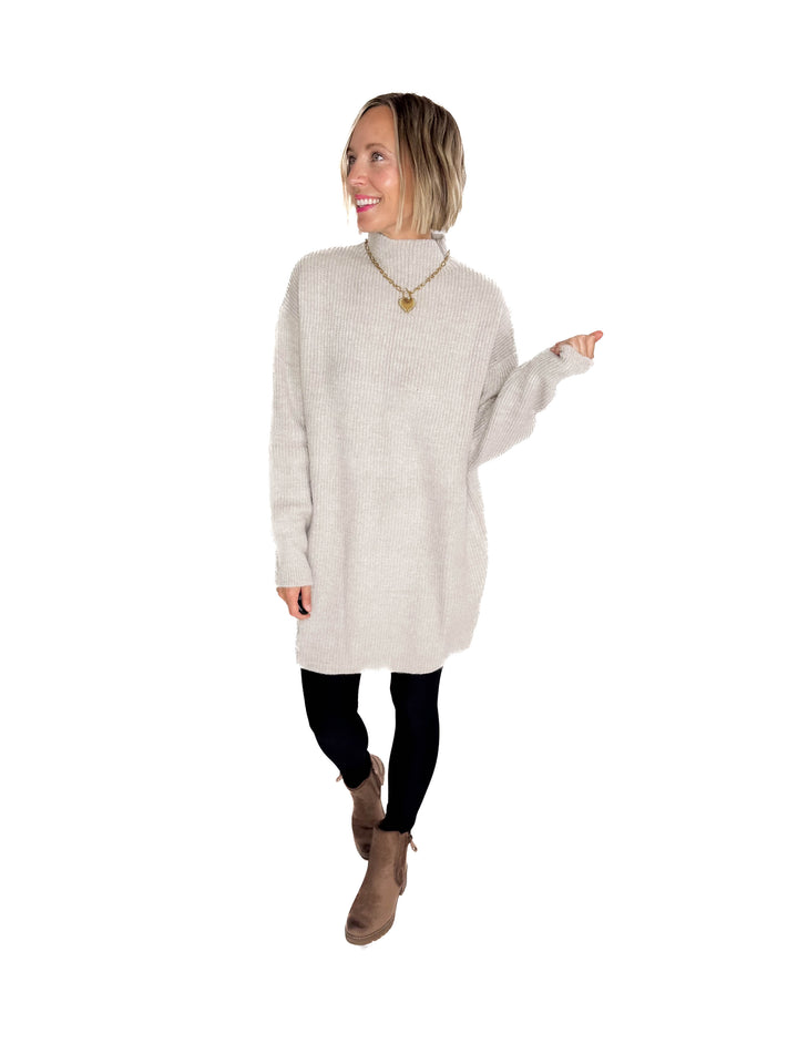 Jessie Knit Sweater Dress- BIRCH
