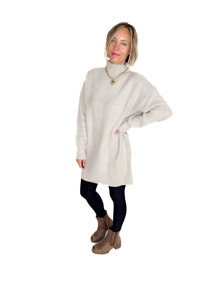 Jessie Knit Sweater Dress- BIRCH
