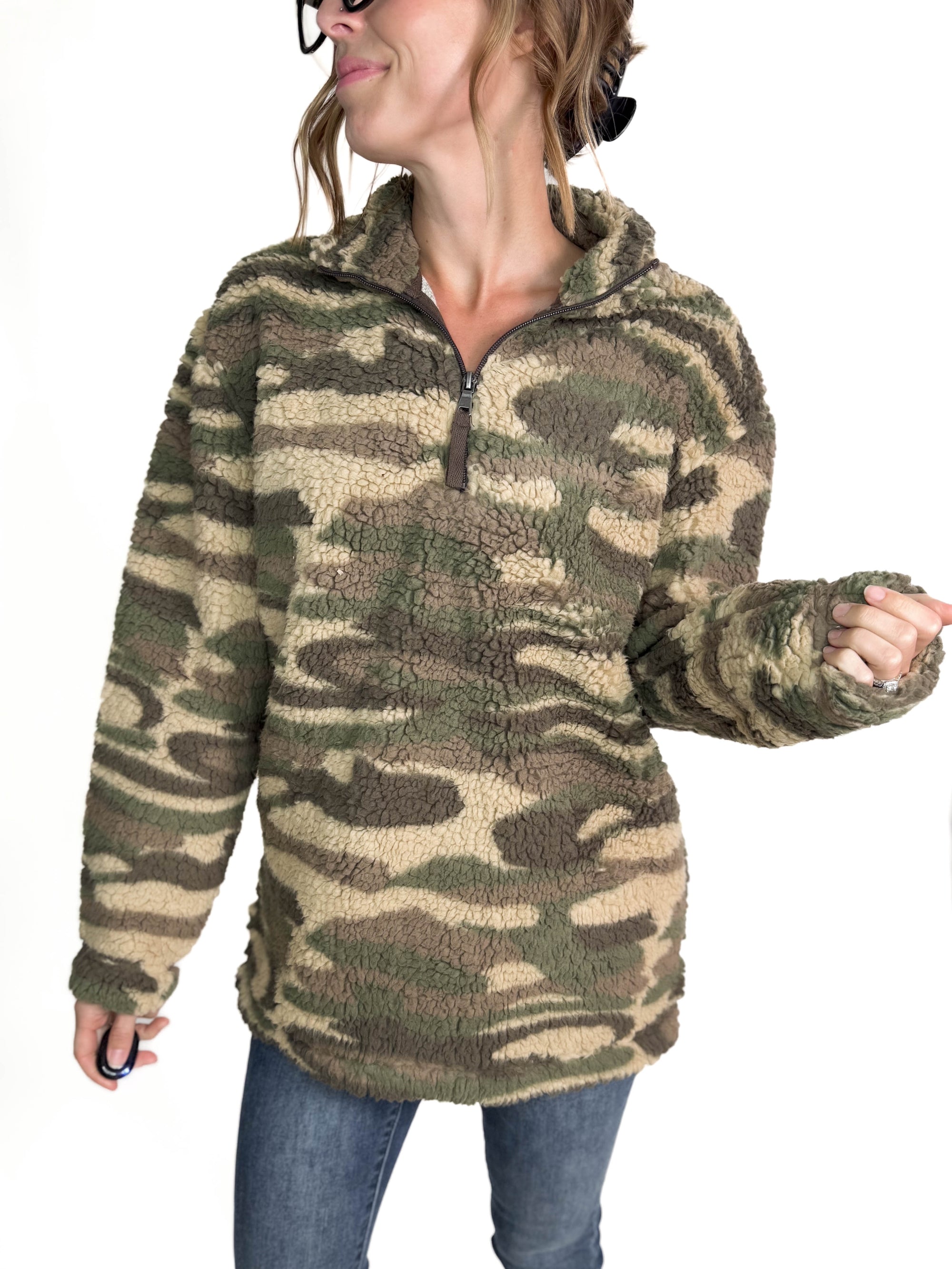 Woodlyn Camo Teddy Pullover-FINAL SALE