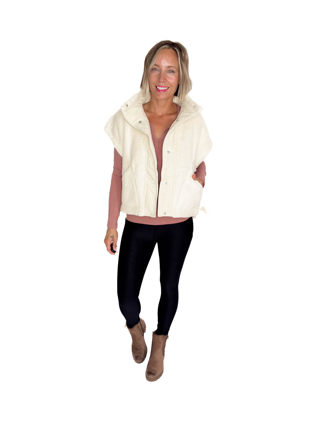 Roxannie Sherpa Vest- CREAM