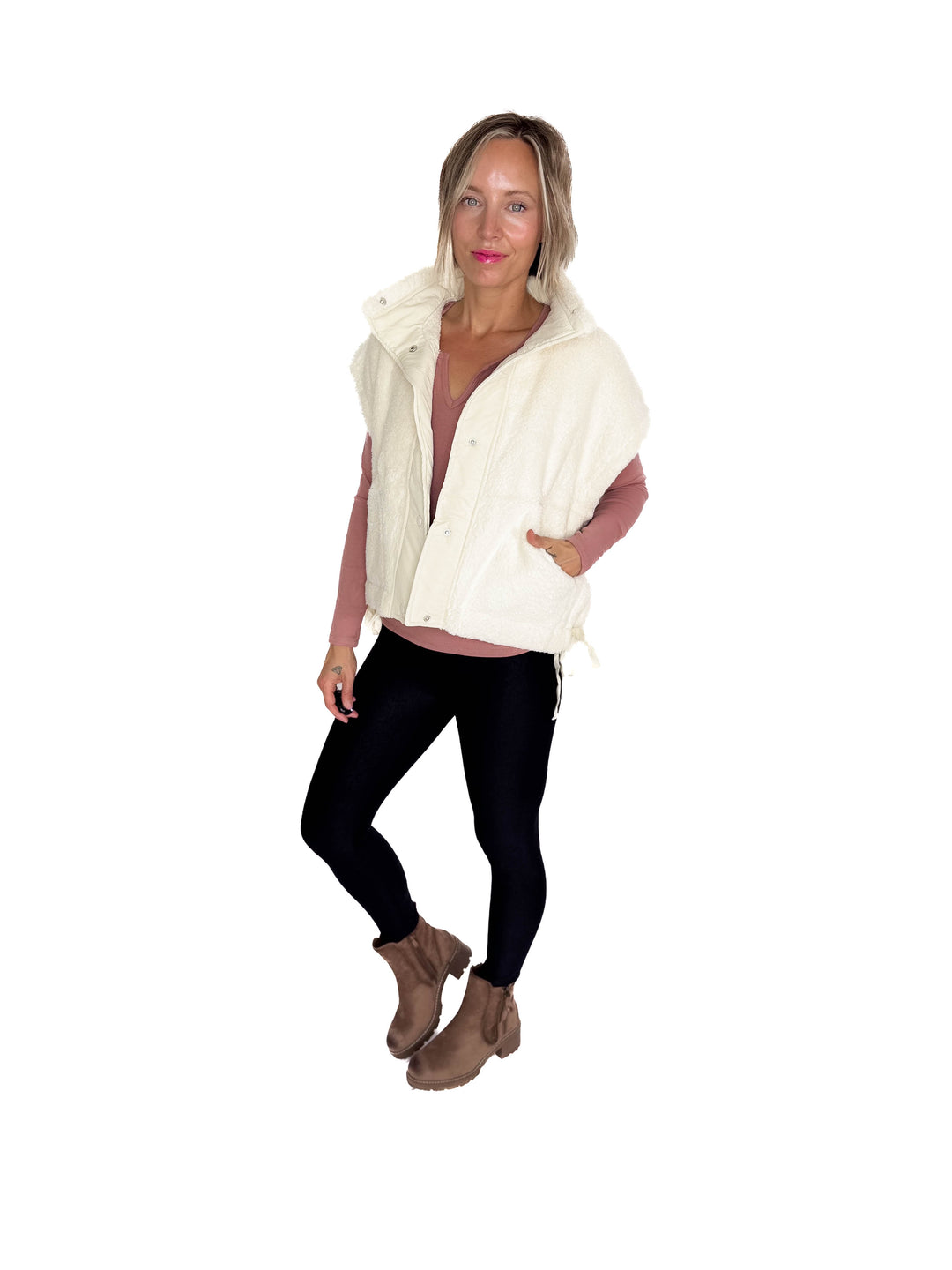Roxannie Sherpa Vest- CREAM