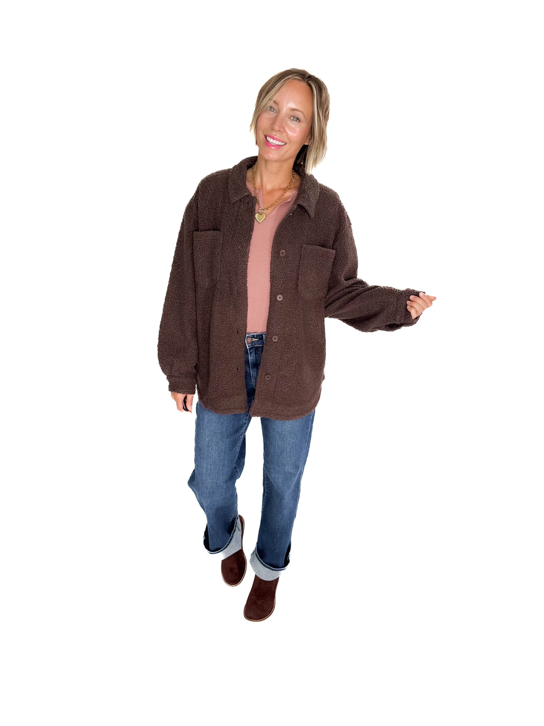 Mono B Frostline Sherpa Jacket- ESPRESSO