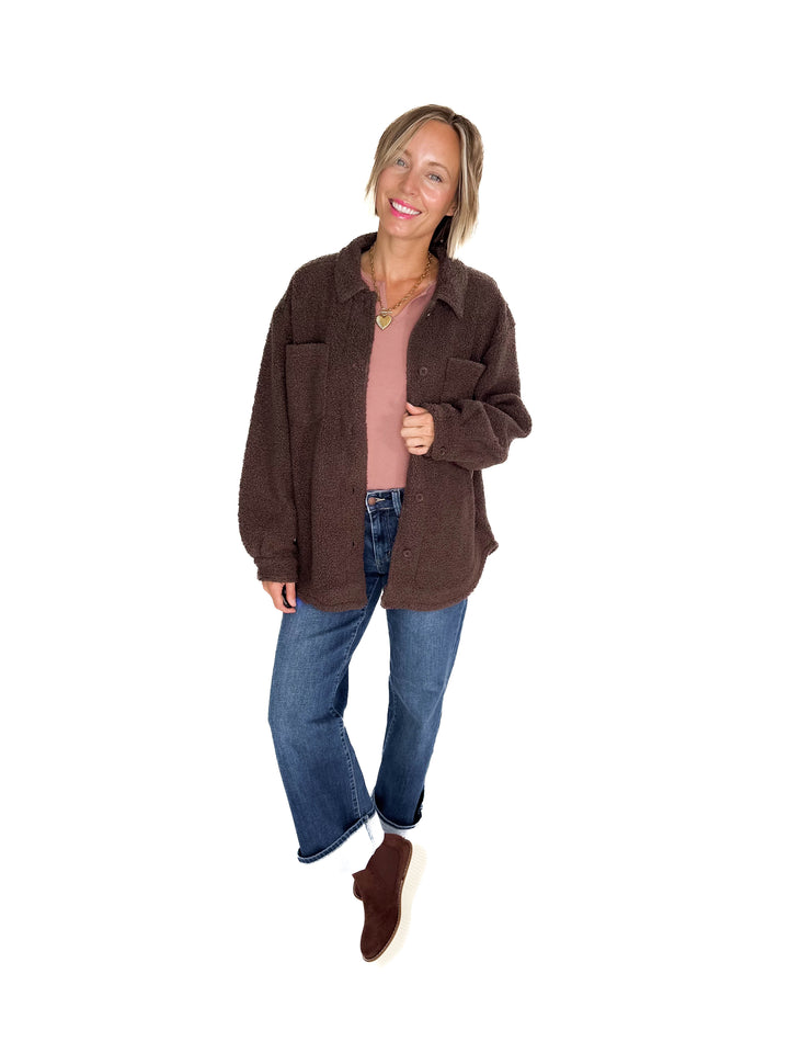 Mono B Frostline Sherpa Jacket- ESPRESSO