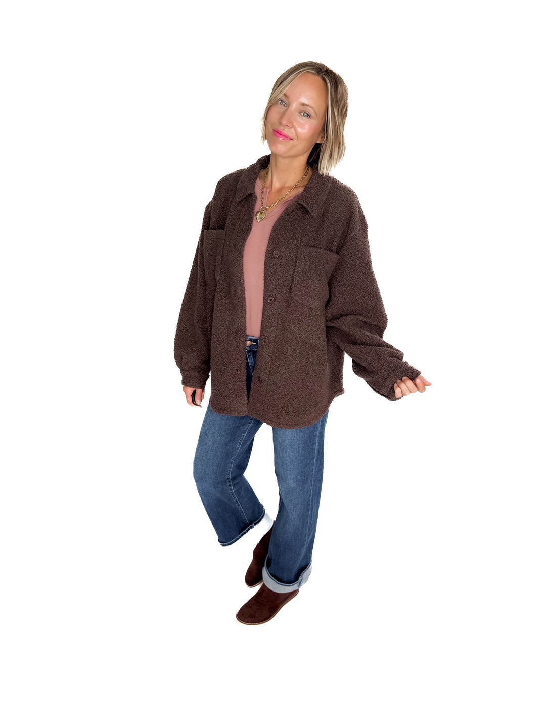 Mono B Frostline Sherpa Jacket- ESPRESSO