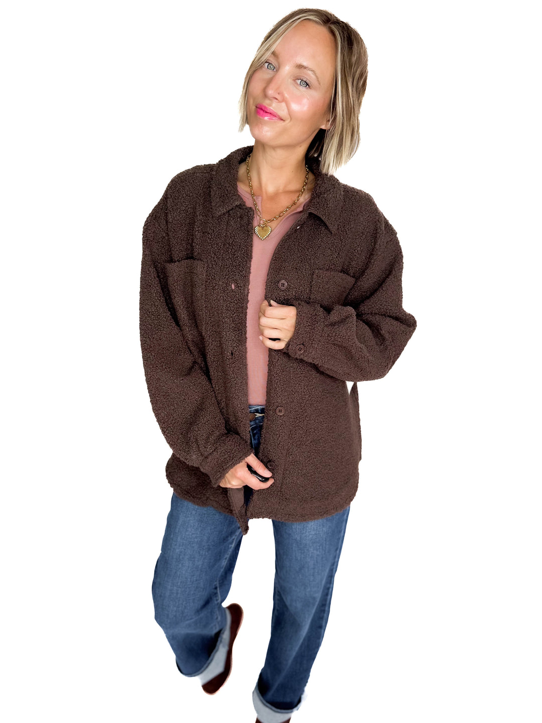 Mono B Frostline Sherpa Jacket- ESPRESSO
