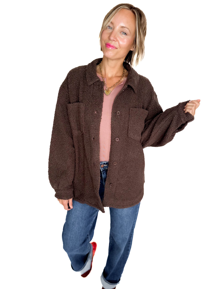 Mono B Frostline Sherpa Jacket- ESPRESSO