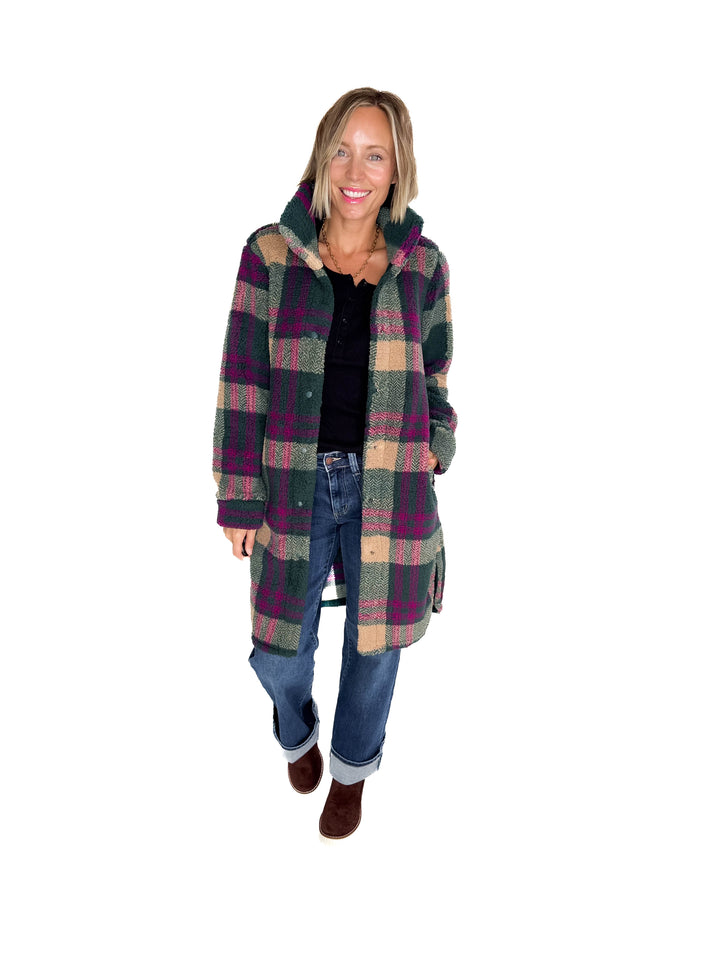 Ainsley Longline Sherpa Jacket- PONDEROSA PINE