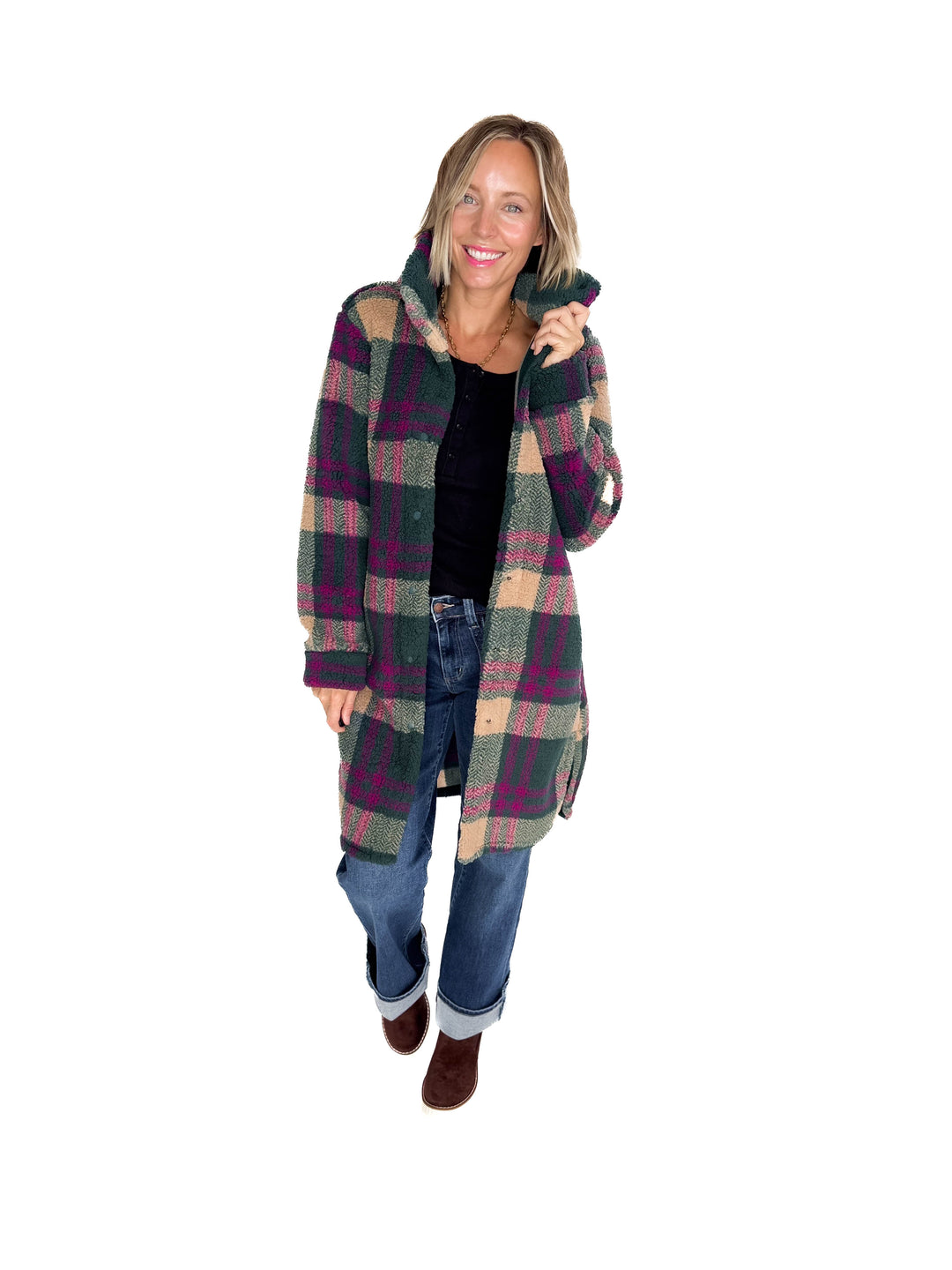 Ainsley Longline Sherpa Jacket- PONDEROSA PINE