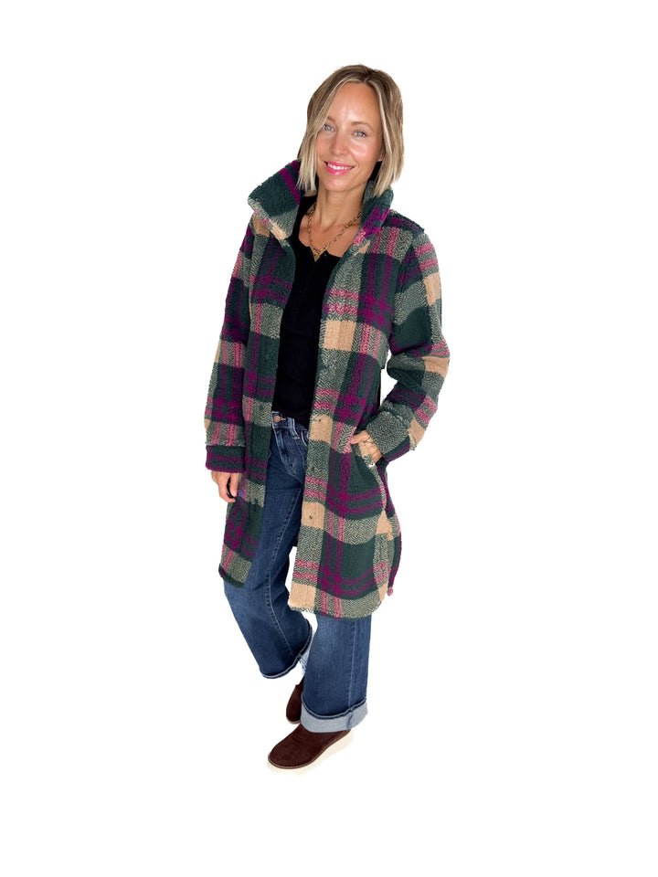 Ainsley Longline Sherpa Jacket- PONDEROSA PINE