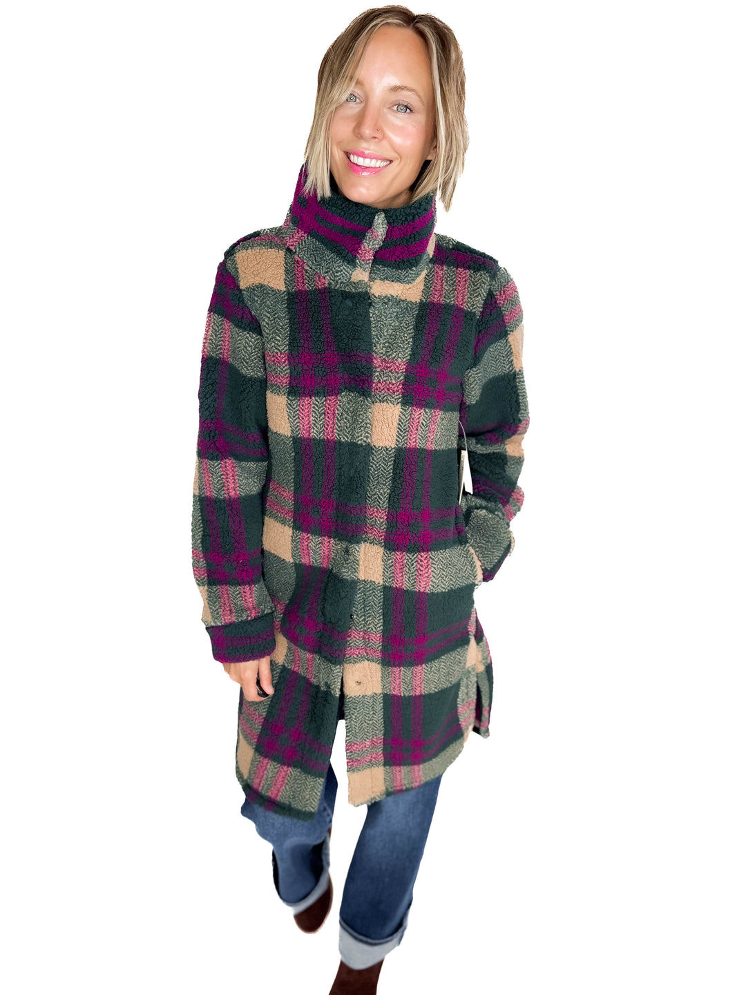 Ainsley Longline Sherpa Jacket- PONDEROSA PINE