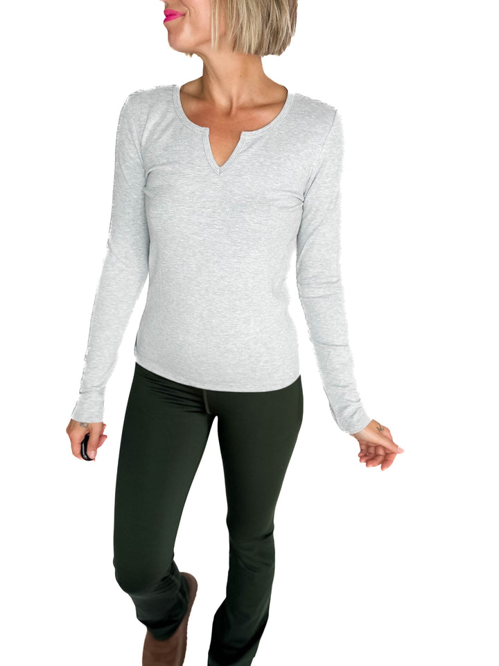 Avery Ultra Soft Basic Long Sleeve- HEATHER GREY