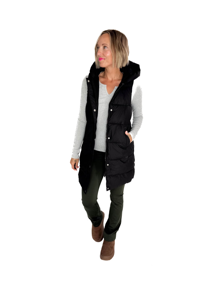 Sierra Mist Coated Longline Vest- BLACK
