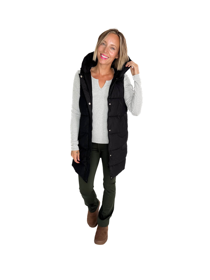 Sierra Mist Coated Longline Vest- BLACK