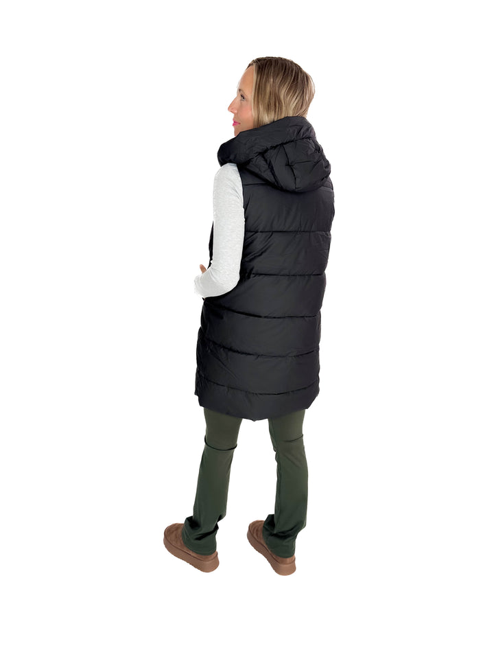 Sierra Mist Coated Longline Vest- BLACK