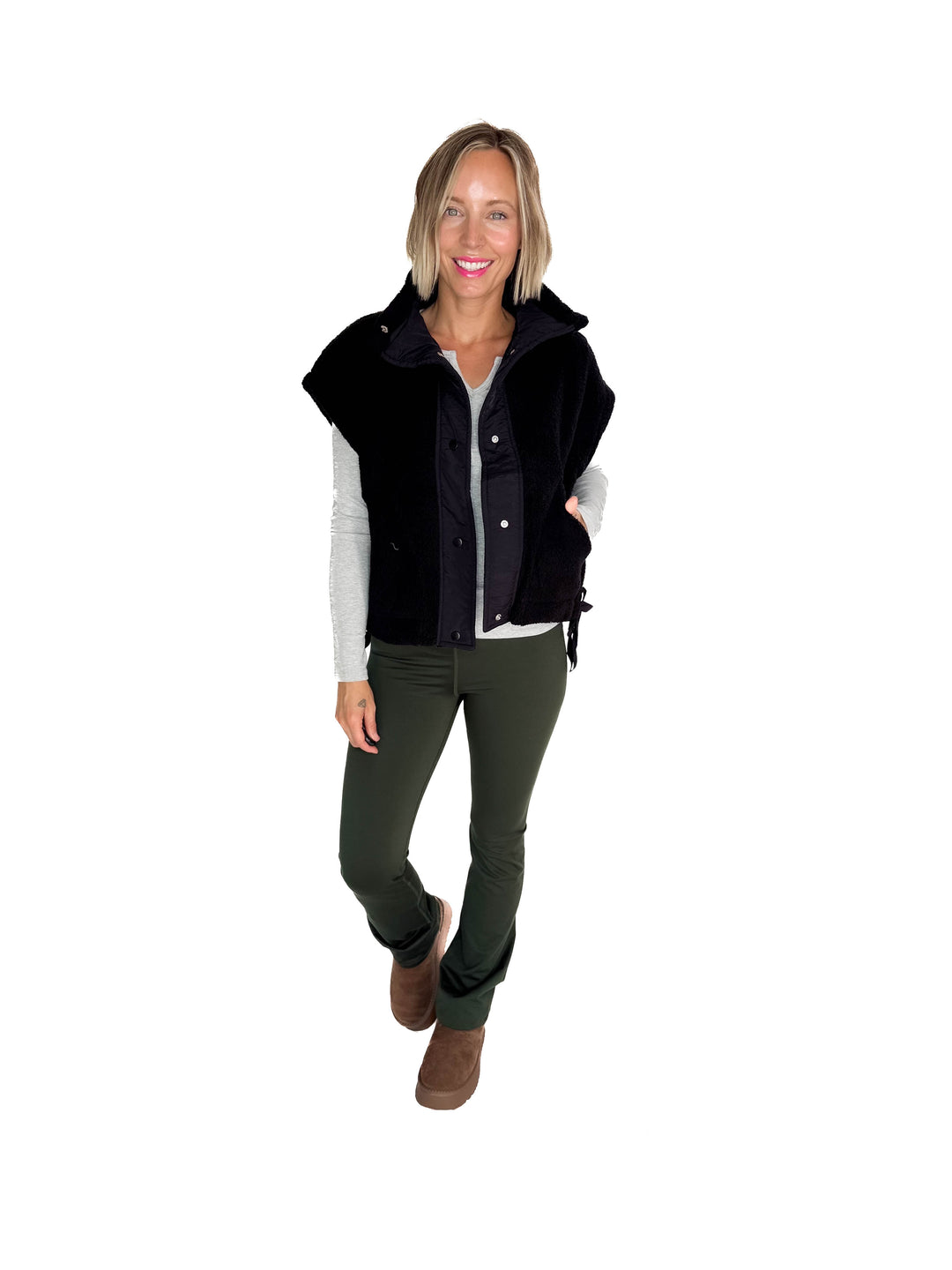 Roxannie Sherpa Vest- BLACK