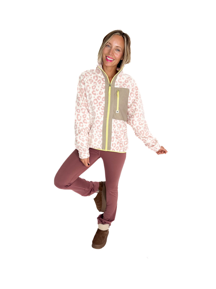Dawn Full Zip Fleece Jacket- ROSE LEOPARD
