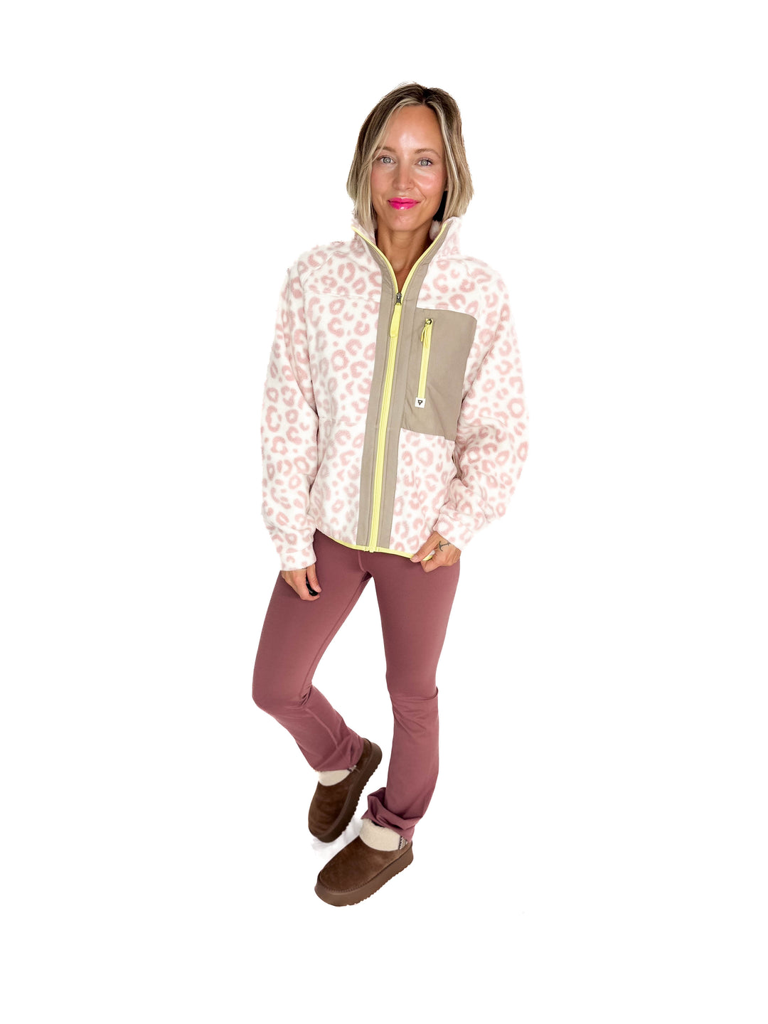 Dawn Full Zip Fleece Jacket- ROSE LEOPARD