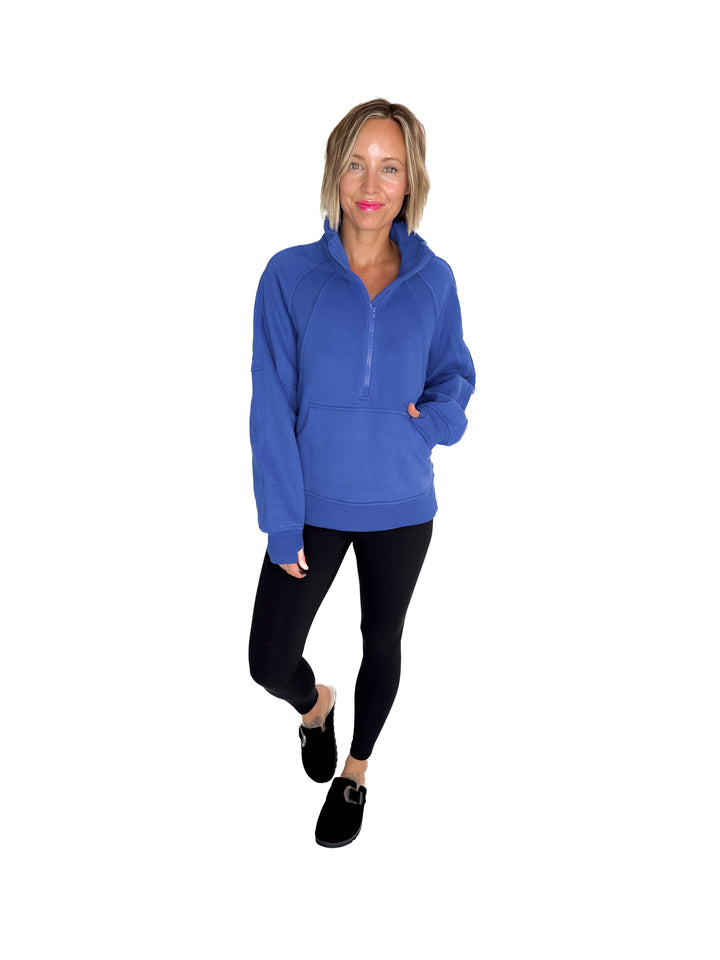 Hunter 1/2 Zip Pullover- COBALT