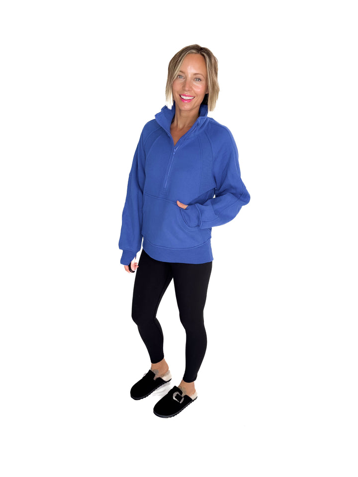 Hunter 1/2 Zip Pullover- COBALT