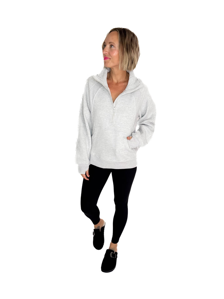 Hunter 1/2 Zip Pullover- HEATHER GRAY