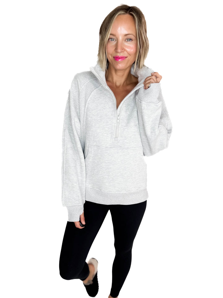 Hunter 1/2 Zip Pullover- HEATHER GRAY