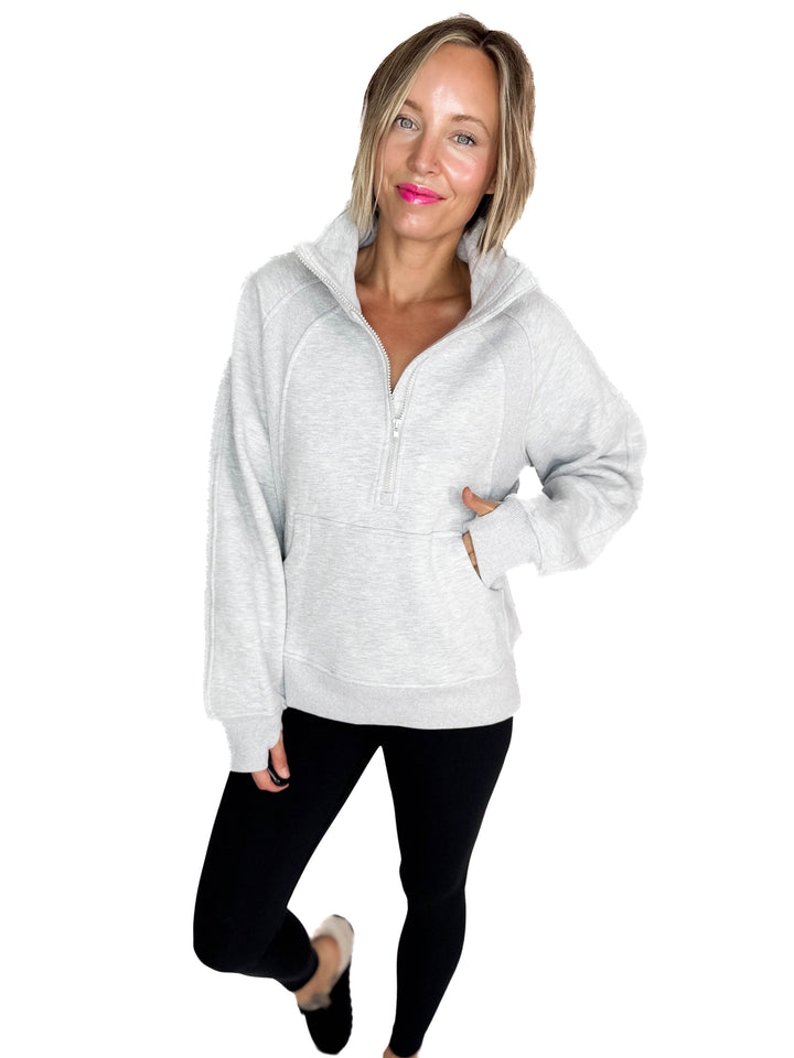Hunter 1/2 Zip Pullover- HEATHER GRAY