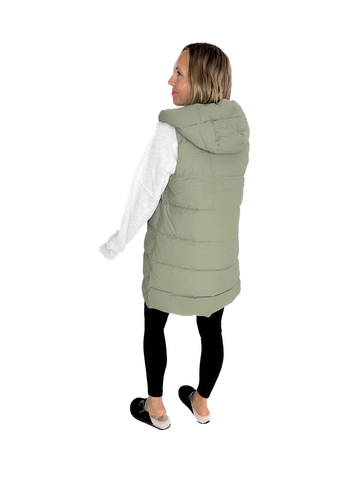 Sierra Mist Coated Longline Vest- OLIVE