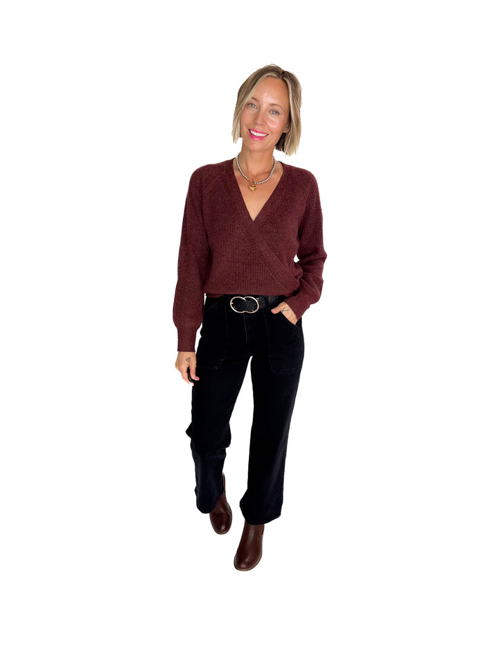 Deirdre Ultra Soft Wrap Sweater- WINE
