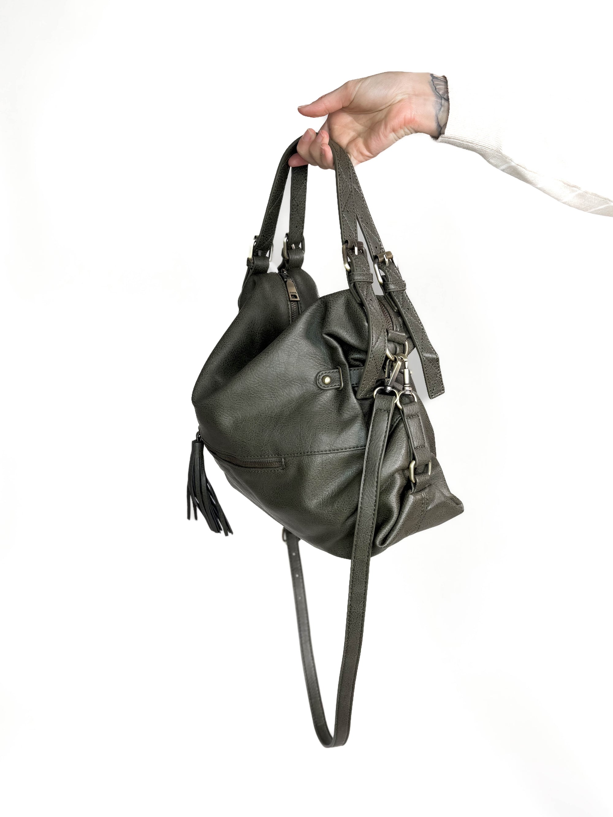 Jamila Rustic Tote Bag- DARK OLIVE