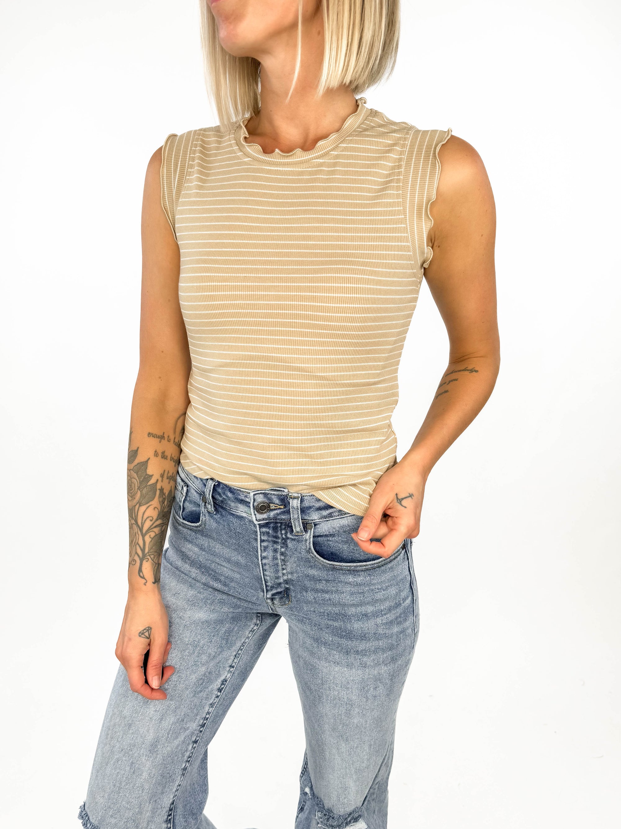Southern Soul Ribbed Tank- TAUPE
