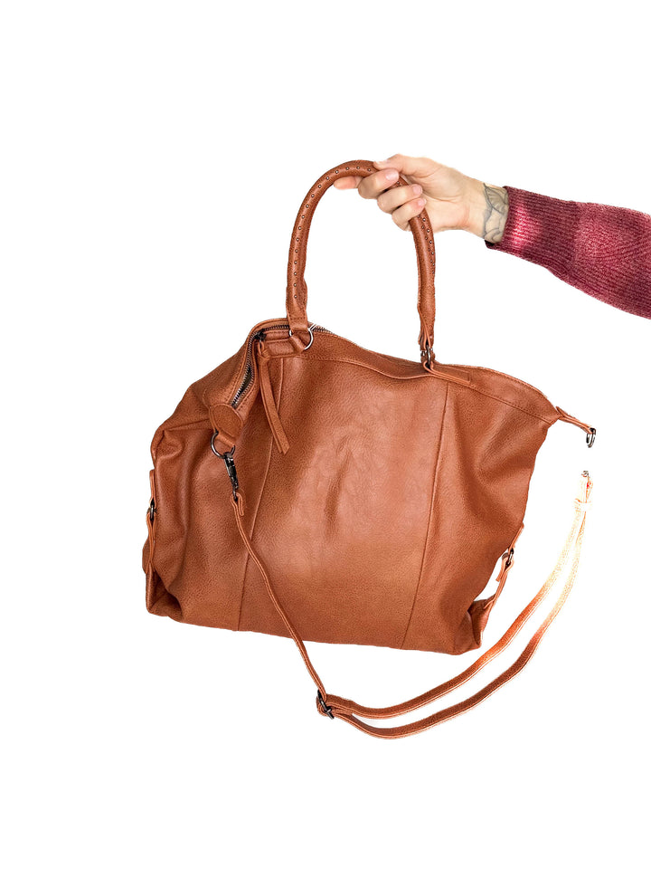 Indy Tote Bag Rustic Handle and Strap- BROWN