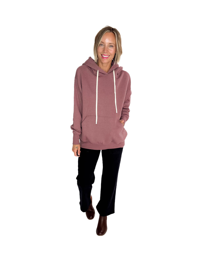Mono B Cloudwalk Pullover Fleece Hoodie- ROSE TAUPE