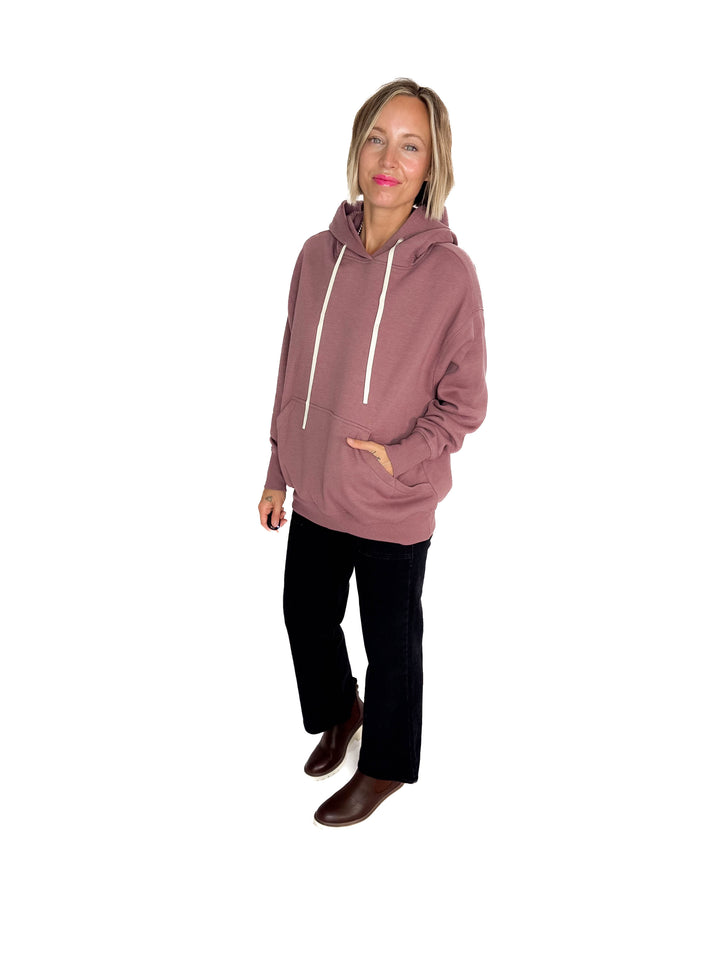 Mono B Cloudwalk Pullover Fleece Hoodie- ROSE TAUPE