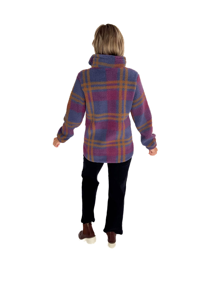Ainsley Plush Sherpa Pullover- NIGHTSHADOW PLAID