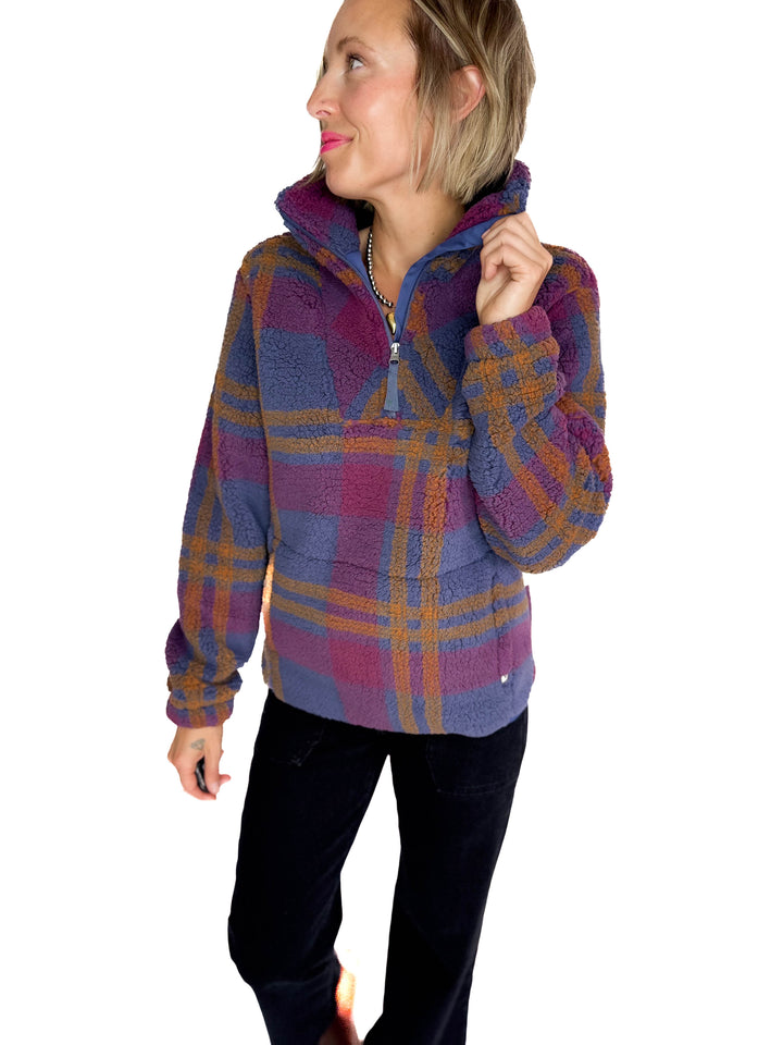 Ainsley Plush Sherpa Pullover- NIGHTSHADOW PLAID