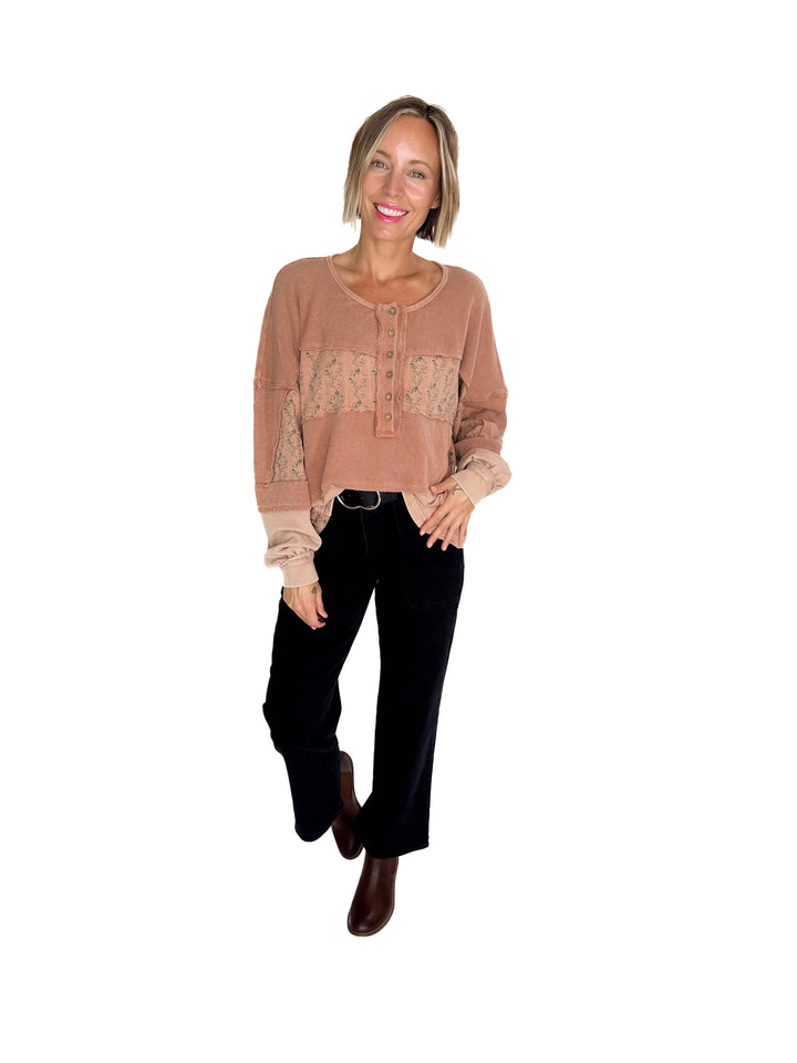 Leonie Thermal Henley- CAMEL