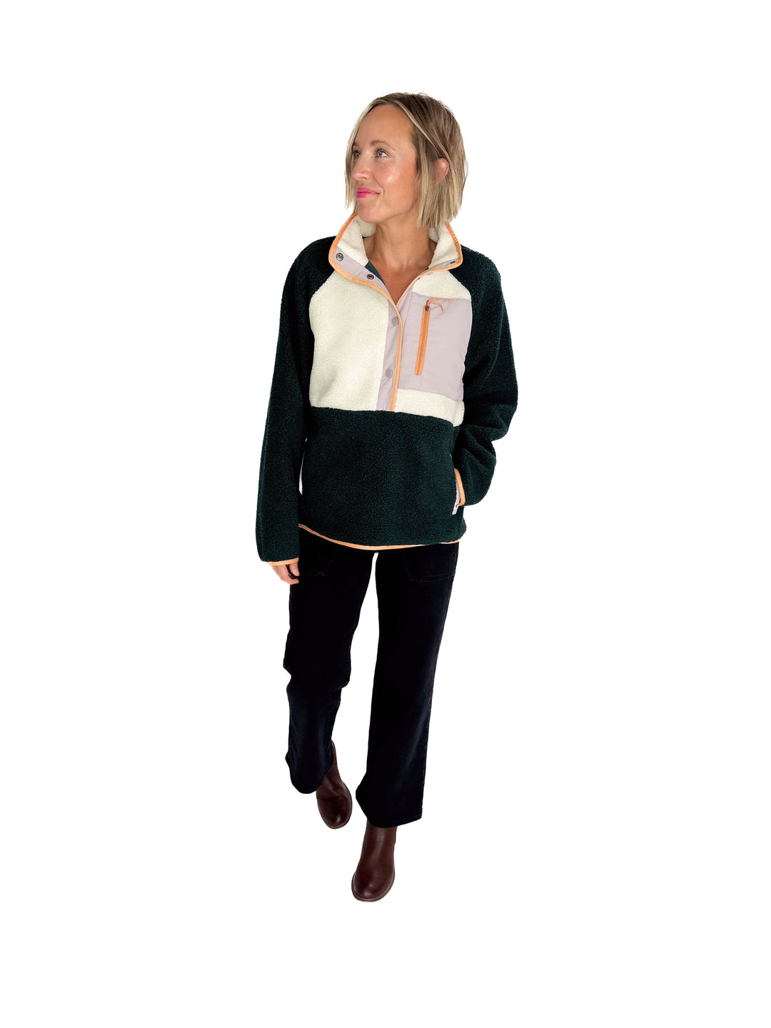Tara Quarter Snap Sherpa Pullover- PONDEROSA PINE MIX