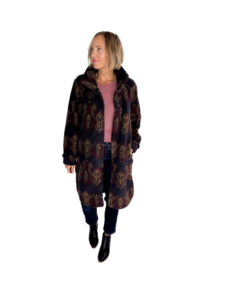 Ainsley Longline Sherpa Jacket- IMPERIAL BLACK