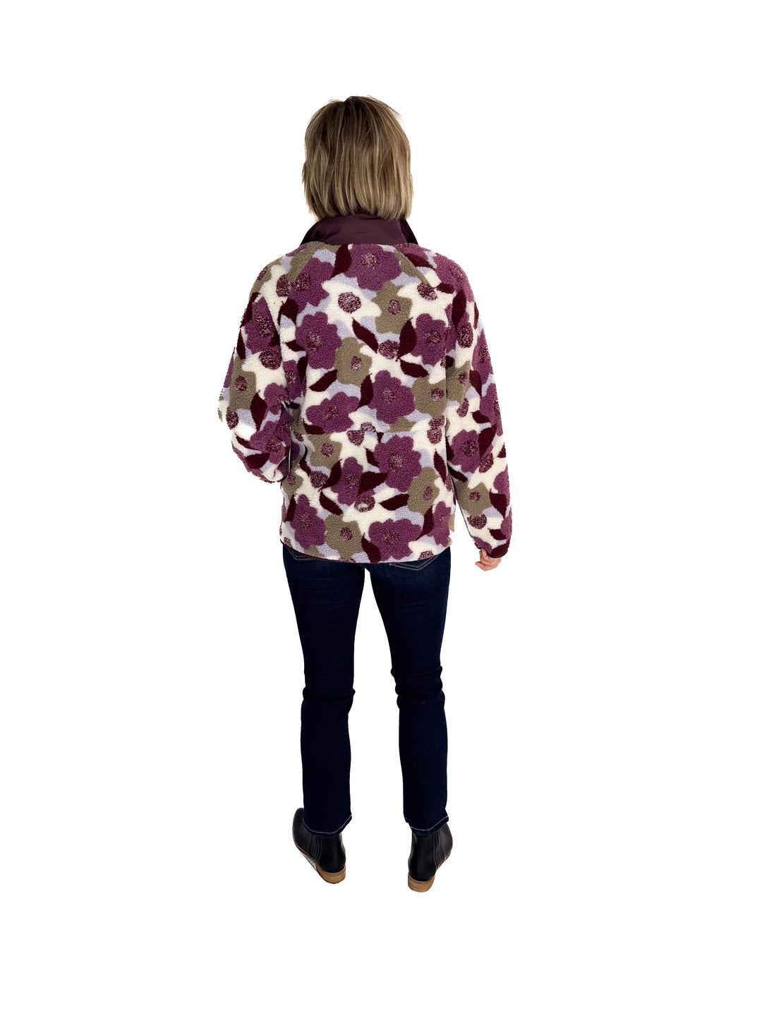 Tara Quarter Snap Sherpa Pullover- SASSAFRAS RETRO FLORAL