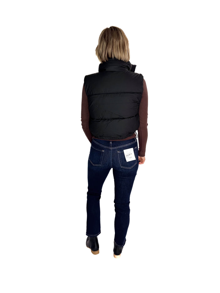 Charlie Coated Cropped Vest- BLACK