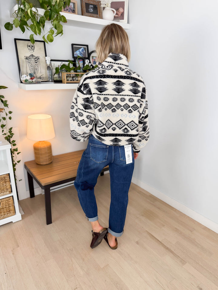 ONLY Janne Aztec Sherpa 1/2 Zip- BIRCH