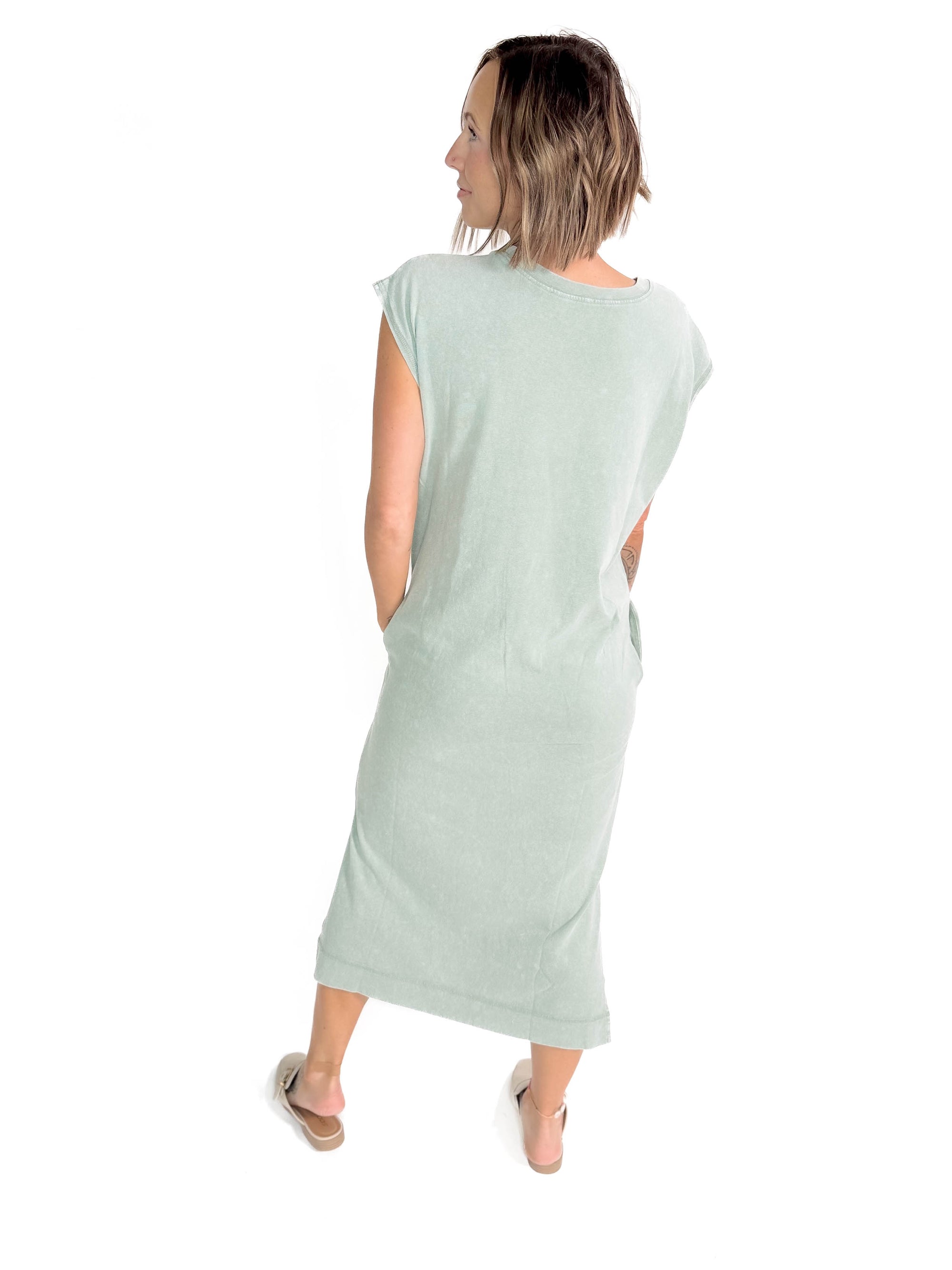 Florida Cotton Midi Dress- SAGE GREEN