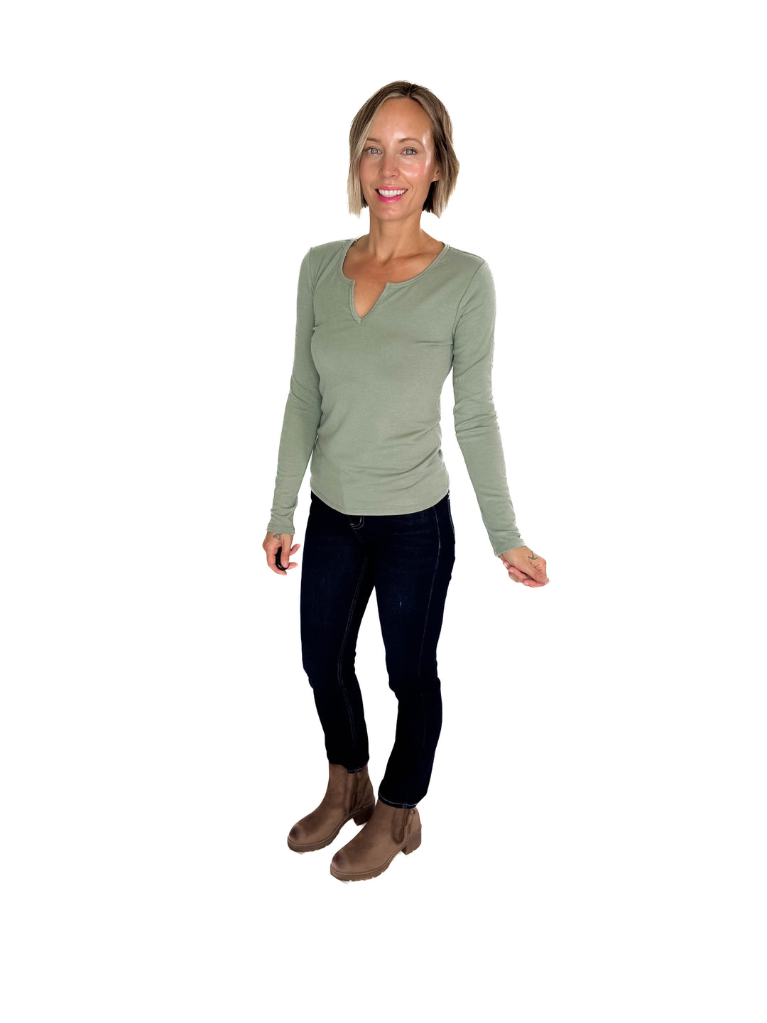 Avery Ultra Soft Basic Long Sleeve- SAGE