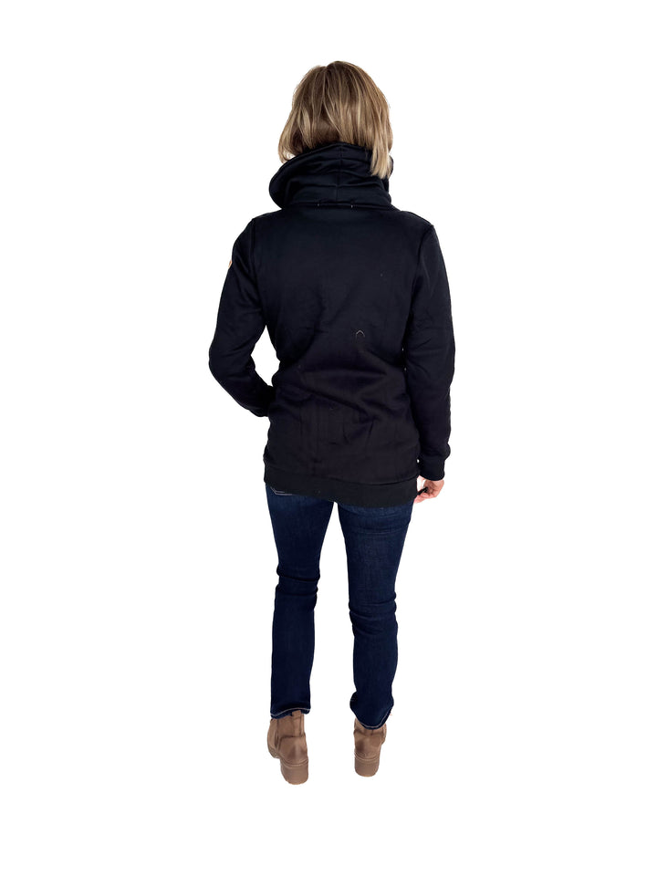 MICHELLE MAE Quinn Premium Cowl Neck Full Zip- BLACK
