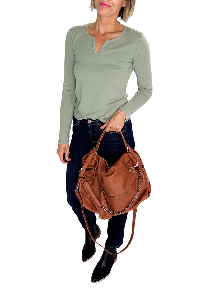 Jamila Rustic Tote Bag- CAMEL BROWN