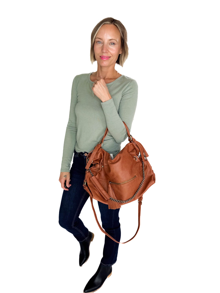 Jamila Rustic Tote Bag- CAMEL BROWN
