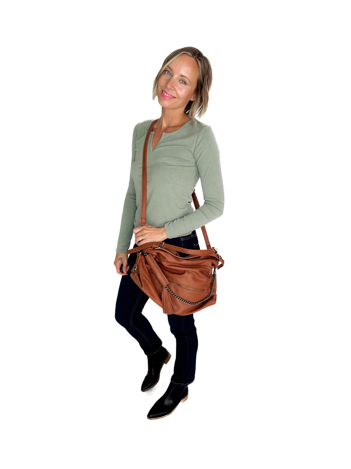 Jamila Rustic Tote Bag- CAMEL BROWN