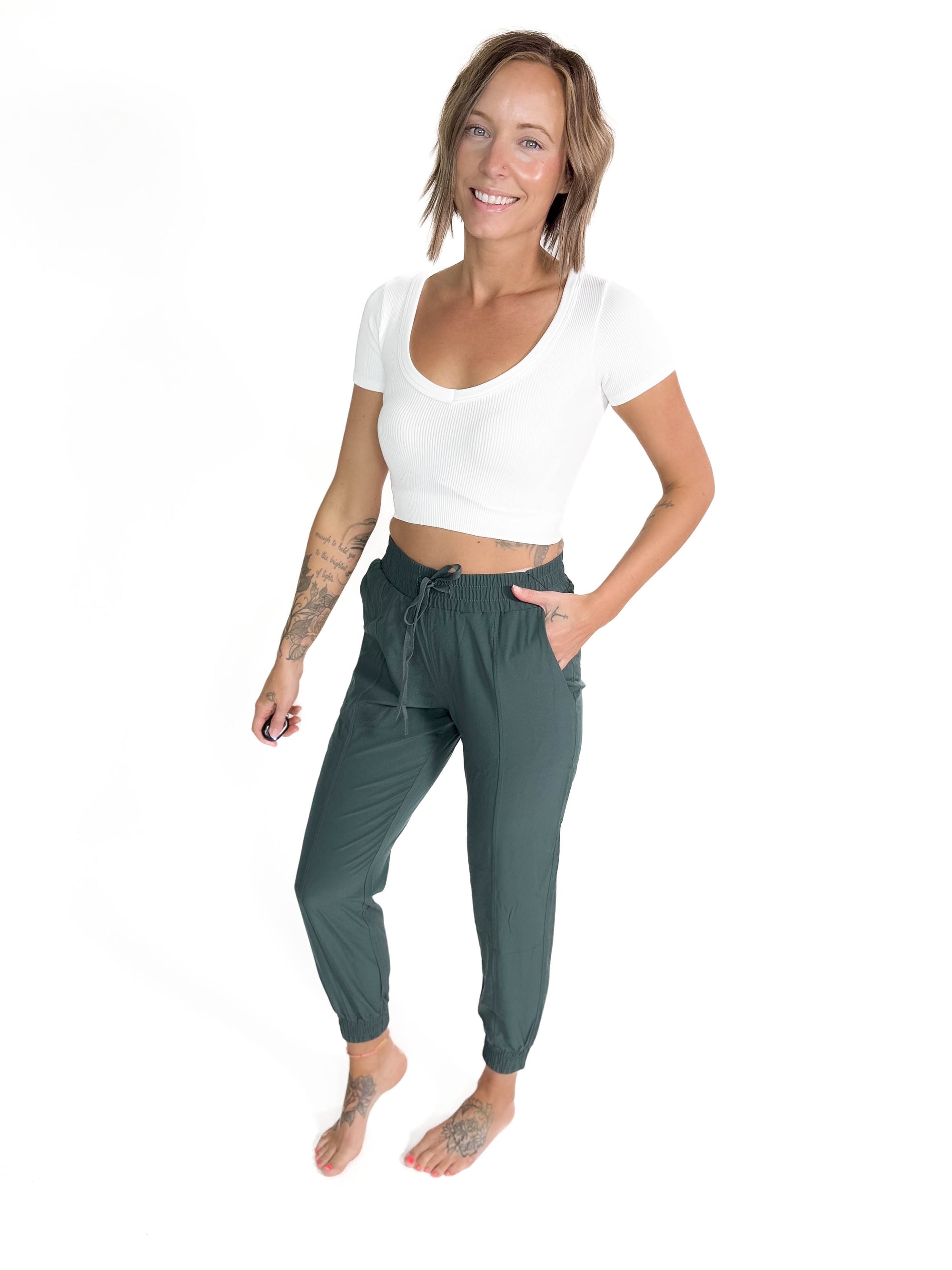 MONO B Maizy Athleisure Jogger- EVERGREEN