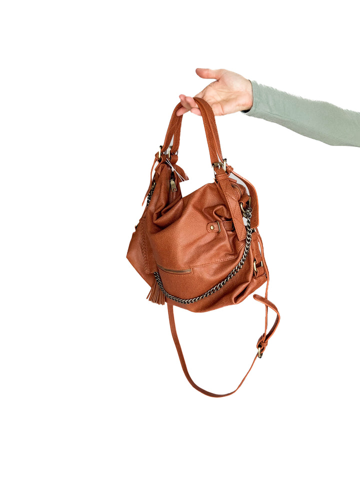 Jamila Rustic Tote Bag- CAMEL BROWN