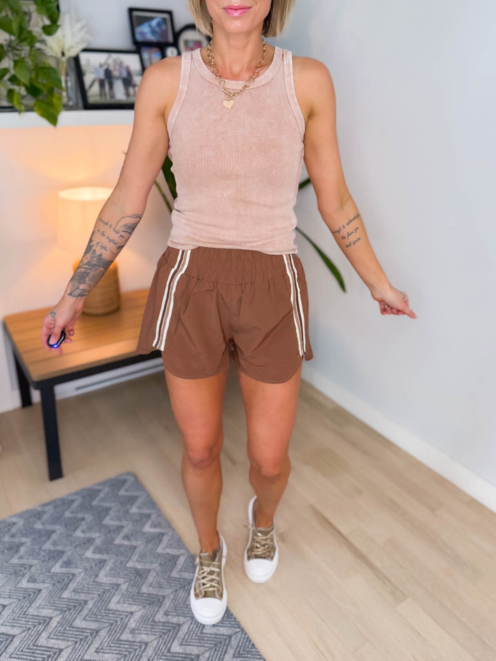 Skye Lined Windbreaker Shorts- MOCHA-FINAL SALE